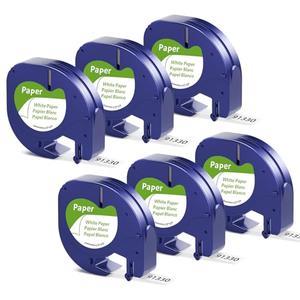 6 Pack Label Maker Refills White Paper Tape 91330 Replacement for Dymo LetraTag Refills 1/2" x 13' Label Tape 12mm Compatible with Dymo LetraTag 100H Plus LT-100T and LT-200B QX50 Label Maker, Pack Of 2