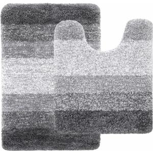 Arotive Microfiber Bathroom Rugs and Toilet Rugs U-Shaped, Bath Rug Size 30x20 and Toilet Rugs Size 24x20 in Grey, 2 Item Bundle