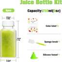 6PCS 8oz Reusable Plastic Juice Bottles with White Tamper Proof Lids, Brush, Funnel & Labels - Clear Juice Containers for Juicing, Smoothies & Homemade Beverages