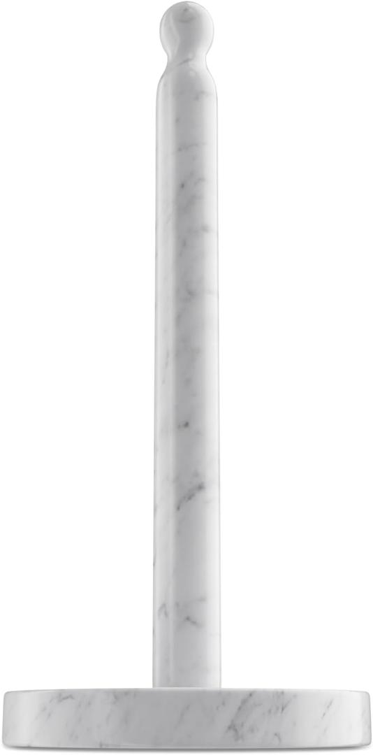 Koville Carrara Marble Paper Towel Holder Countertop, 6 Genuine Stone Paper Towel Holder Stand for Kitchen Storage, for Standard or Jumbo-Sized Rolls