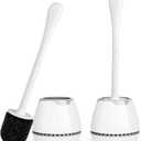 Toilet Brush 2 Pack, Toilet Bowl Brush with Ventilated Holder and Ergonomic Long Handle, Durable Bristles Toilet Scrubber Set for Bathroom Cleaning(White)
