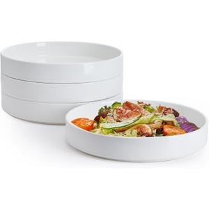 Sweese Large Pasta Bowls, 32 Ounce Salad Bowls Set of 4, Stackable Serving Bowls for Dinner, Salad, Dessert - Microwave Dishwasher Safe - White