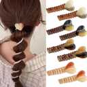 8 Pcs Telephone Line Wire Hair Bands Heart Design Spiral Ponytail Holders Elastic Hair Ties Straight Phone Cord No Damage Coil Hair Accessories for Women