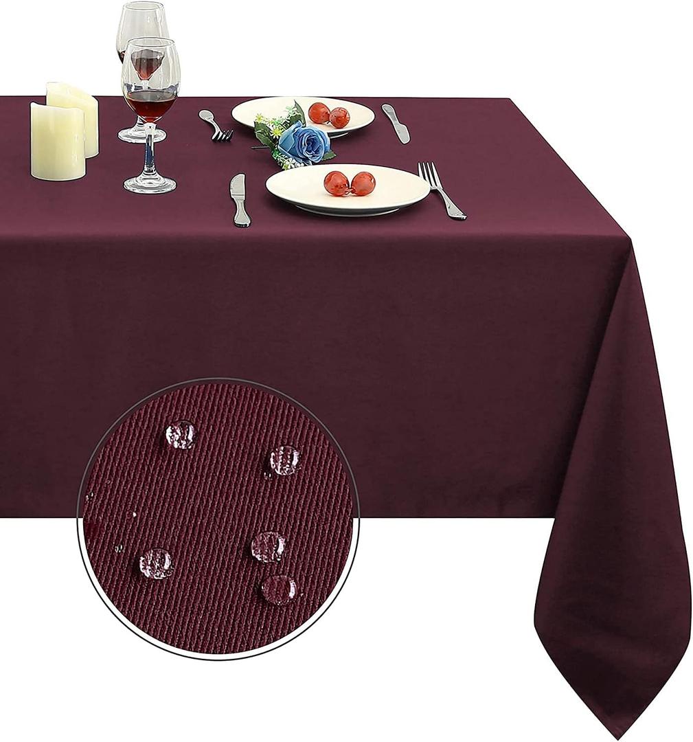 Obstal 210GSM Rectangle Burgundy Tablecloth, Christmas Decorations Table Cloth Waterproof, Table Cover Protector for Holiday Party Use (Burgundy,54 x 78 Inch)