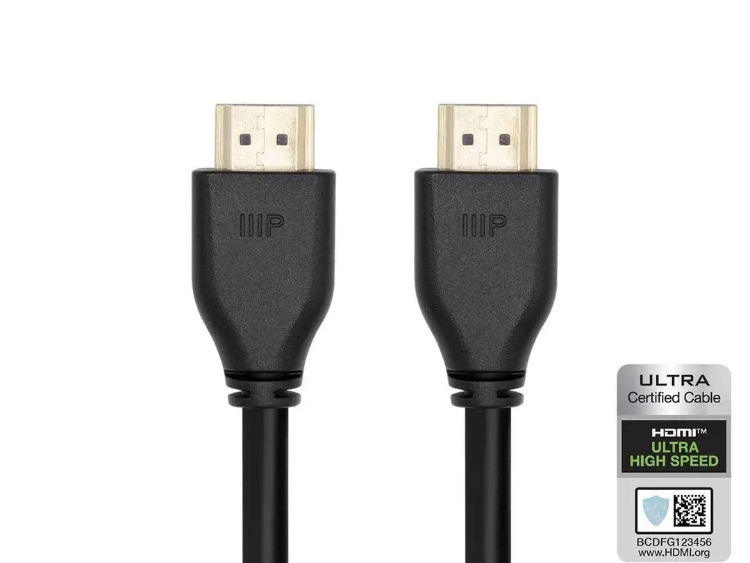 Monoprice 8K Certified Ultra High Speed HDMI 2.1 Cable - Up to 8K@60Hz, CL2 Rated, 48Gbps, 20 Feet, Black