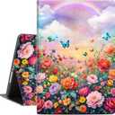 Lokigo Case for iPad 9th/8th/7th Generation (2021/2020/2019) 10.2 Inch, Protective iPad 10.2 Case Soft TPU Back for iPad Cover 9th Generation, Adjustable Multi Viewing Stand, Colord Flowers
