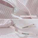 MooMee Striped Duvet Cover Set 100% Washed Cotton Linen Like Textured Breathable Durable Soft Comfy (Heathered Greyish Pink Pinstripes, Queen 90"x90")