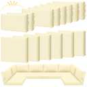 Patelai 14 Pcs Waterproof Outdoor Patio Cushion Covers Replacement 24 x 24 UV Proof Wicker Sofa Sectional Seat Slipcovers for Rattan Sectional Set Supplies, Covers Only (White)