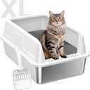 High-Sided Stainless Steel XL Cat Litter Box for Cats, 22.95"L x 14.8"W x 10.03"H