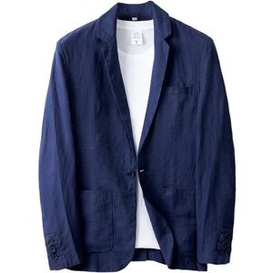 IDEALSANXUN Mens Linen Blazer Casual One Button Lightweight Suit Jackets Sports Coat (Navy Blue, XL)