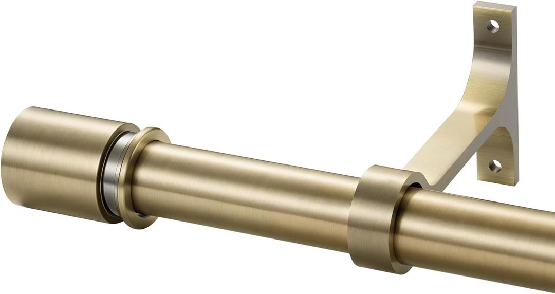 Curtain Rods for Windows 28 to 48 Inches - Aluminium Finials and Brackets - 1 Inch Decorative Window Rods - Adjustable Heavy Duty Curtain Rod - Wall & Ceiling Mounted - Antique Bronze Finish