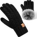 Winter Gloves for Women, Womens Gloves Cold Weather Thermal Warm Fleece Lined, Touchscreen Gloves for Christmas Gifts (Small/Medium, Black)