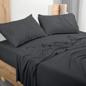 Utopia Bedding Queen Sheet Set - Jersey Knit Sheets 4 Piece Queen Jersey Sheet Set  Cotton Jersey Sheets  Soft T-Shirt Stretchy Sheets (Queen, Dark Grey)