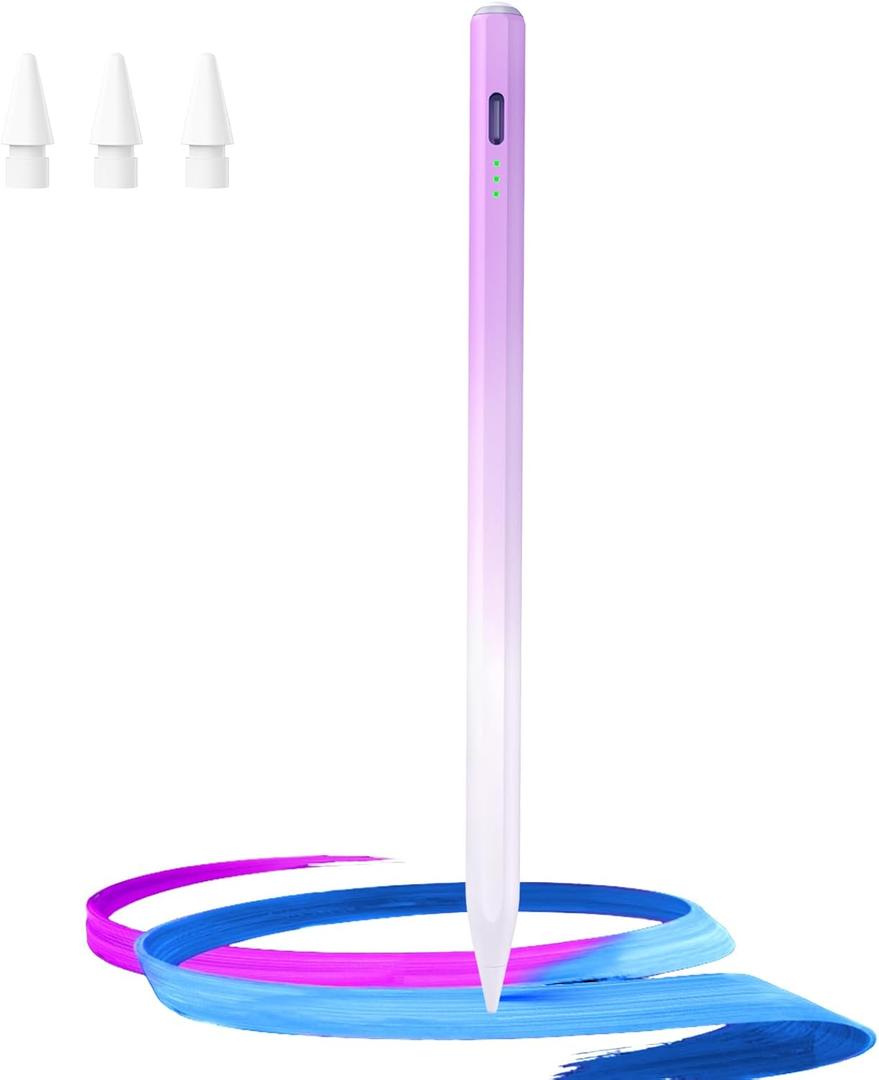 Stylus Pen for iPad(2018-2025)-13 Mins Fast Charge with Tilt Sensitivity&Palm Rejection for iPad 11/10/9/8/7/6th Gen, Air 7/6/5/4/3/M3/M2, Pro 13"/12.9"/11"/M4, Mini 7/6/5th,Gradient Purple