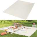 91 x 71 Extra Large Outdoor Picnic Blanket Woven Cotton Yarn Oversize Beach Blanket with Fringe Bohemia Machine Washable Sandproof Portable for Spring Summer Camping Beach (Beige)