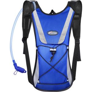 KUYOU Running Hydration Vest - Lightweight Insulated Hydration Backpack with 2L Water Bladder, Adjustable Chest Straps and Reflective Water Backpack for Trail Running Marathon Race Hiking Cycling (Blue)
