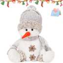 Snowman Christmas Figurines 2025 Christmas Plush Doll Tabletop Decorations Xmas Snowman Figurines Holiday Home Party Decor,Gray,10"
