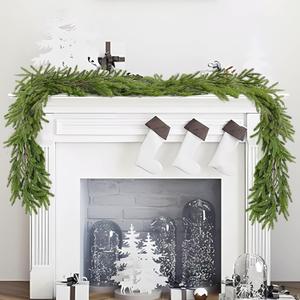 2 Artificial Norfolk Pine Garlands, 6.7 feet Green Outdoor Decorations, with a Realistic Touch, Suitable for Christmas Trees, Dining Tables, Indoor Decorations (Christmas Decorations)