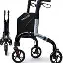 Premium 3 Wheel Rollator Walker for Seniors, Lightweight Foldable Elderly Three Wheeled Rollator with Storage Bag, Aluminum Mobility Aid Rolling Walker (Gray)