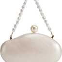 Huralona Acrylic Evening Clutch Purses for Women Shell Handbag Chic Clutch Bag With Baroque Irregular Pearl Chain Strap