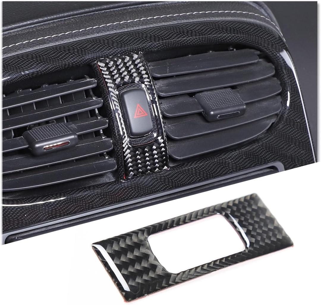 PIUGILH Car Interior Accessories Carbon Fiber Warning Light Button Decals Frame Cover Trim Sticker Compatible with Corvette C6 Z06 ZR1 2005-2013 (Black)