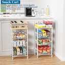 4-Tier Small Kitchen Storage Cart on Wheels with Pull-Out Drawers, Rolling Pantry and Snack Organizer Cart with Wood Top, Kitchen Floor Fruit Basket Stand for Fruit Potato Onion Veggie Snack (White)