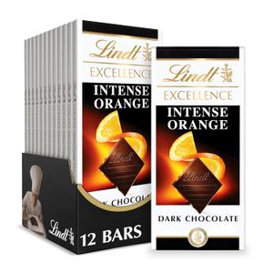 Lindt EXCELLENCE Intense Orange Dark Chocolate Bar, Dark Chocolate Candy with Orange and Almond Slivers, 3.5 oz. (12 Pack)