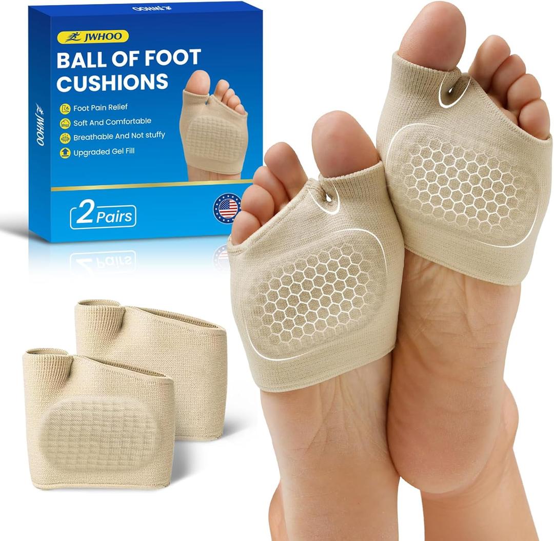 Metatarsal Pads Ball Foot Cushion - 2 Pairs Metatarsal Pads Women & Men with Gel for Pain Relief, Morton's Neuroma & Metatarsalgia, Ball of Foot Cushion for Standing, Running, Walking - L