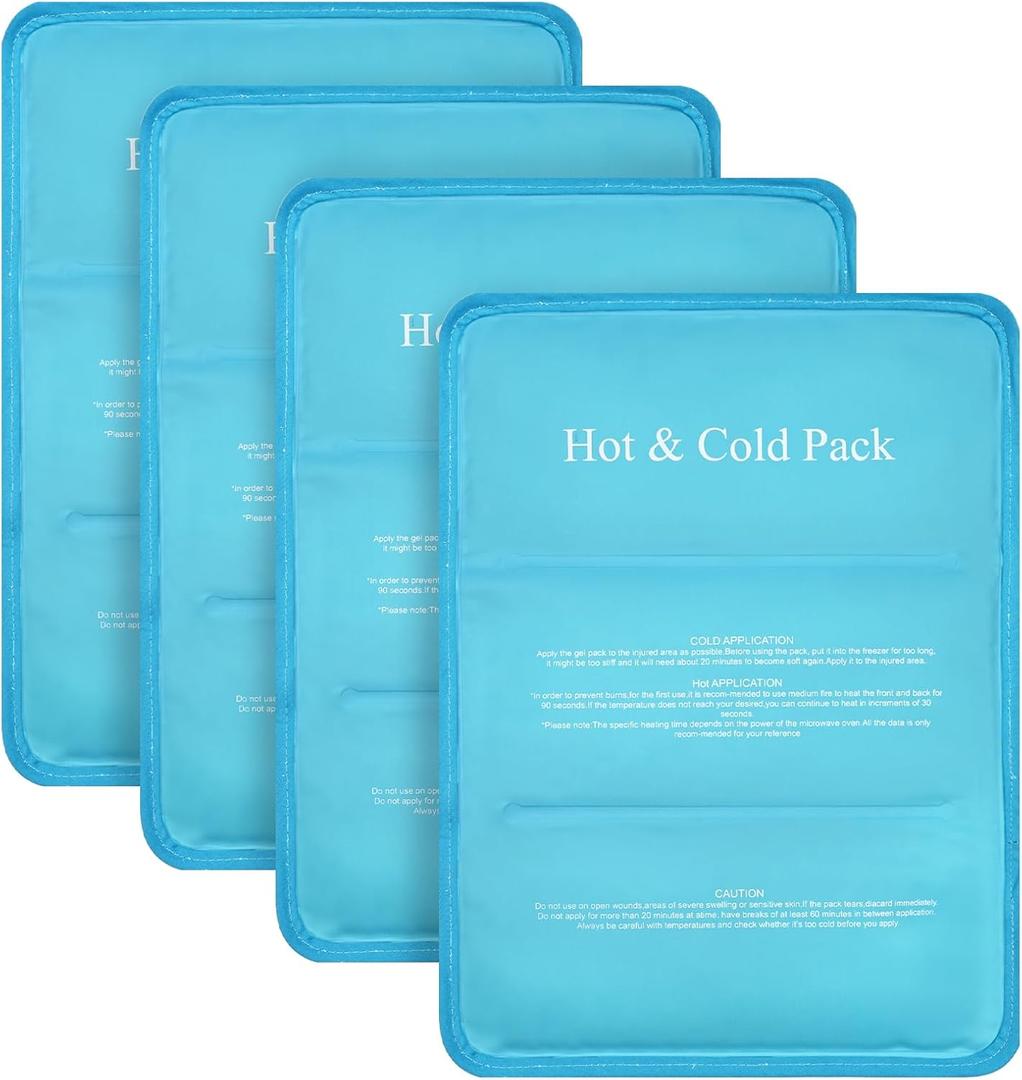 Ice Packs for Injuries Reusable-11" x 14.5" - 4 Pack,Hot & Cold Pack, Ice Pack for Back Pain Relief, Flexible When Frozen,Cold Compress for Back, Knee, and Shoulder Injuries
