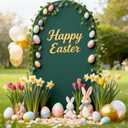 6.6FT Hunter Green Arch Backdrop Cover, Spandex Fitted Wedding Arch Stand Covers 2-Sided Round Top Chiara Arch Backdrop Cover for Easter Wedding Birthday Party Baby Shower Banquet Decoration