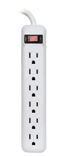 Prime Wire & Cable Prime Wire PB801118 6-Outlet Power Strip with 14-3 SJT 1.5 Foot Cord, White, 2 Pack
