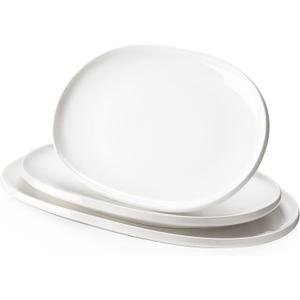 DOWAN Large Serving Platter, 16"/14"/12" Porcelain Platters for Entertaining Wedding Party, White Oval Plates Set of 3, Serving Dishes for Serving Food, Housewarming Gifts