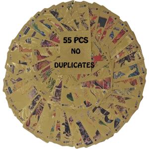 55 PCS Gold Cards Packs Vmax V EX GX Rare Golden Cards Deck Box Gold Foil Card for Fans/Kids/Collectors Gifts (No Duplicates)