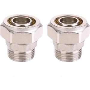3/4 Straight Air Piping Fittings,2 pcs 3/4 x 3/4 Male NPT Threads Adapter Fittings, Seal Taped Needed, Brass-Nickel Plated, For Shop Compressed Air Line System