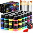 Acrylic Paint Set, 24 Colors (2 oz/Bottle) with 12 Art Brushes, Art Supplies for Painting Canvas, Wood, Ceramic & Fabric, Rich Pigments Lasting Quality for Beginners, Students & Professional Artist