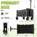 Collapsible Foldable Wagon Cart with Wheels - 360LBS Folding Utility Wagon Cart with Brakes, Lightweight Portable All-Terrain Wagons for Groceries Garden Beach Shopping Camping, 2 Cup Holders/Black