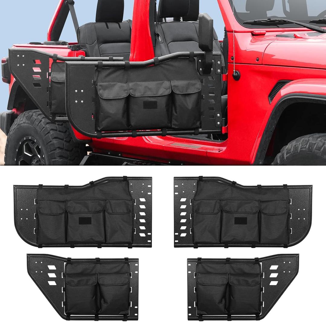 Tube Half Summer Doors Compatible with 2018-2024 Jeep Wrangler JL Unlimited & Gladiator JT 4-Door(Exclude JK Models and 2-door),Front and Rear Door 4 PCS,Includes Offroad Door Storage Bag