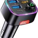 Syncwire Bluetooth 5.4 FM Transmitter Car Adapter 48W (PD 36W & 12W) [Light Switch] [HiFi Bass Sound] [Fast Charging] Wireless Radio Music Adapter LED Display Hands-Free Calling Support USB Drive