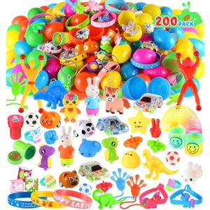 100 Pack Prefilled Easter Eggs with Assorted Toys, Bright Colorful Eggs for Easter Basket Stuffers/Fillers, Easter Eggs Hunt, Classroom Prize Supplies, Party Favors Bulk for Kids