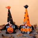 2 x Ni-JASW Halloween Plush Gnomes Set of 2, Spooky Orange Black Bats Boo Swedish Tomte Elf Figurines Tiered Tray Decor
