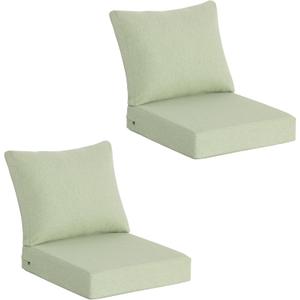 Outdoor Deep Seat Cushions (25"x25") 2 Sets, Water-Resistant Fade Resistant Cushions with Removable Covers & High Resilience Foam with YKK Zippers for Patio Furniture,Sage