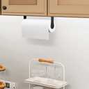 HZE Paper Towel Holder Under Cabinet, Wall Mount, Stainless Steel Paper Towel Holder for Kitchen and Bathroom, Adhesive or Screws, Silver (Black)