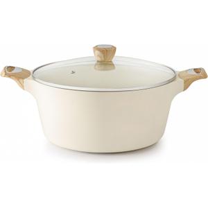 SENSARTE Ceramic Nonstick Stock Pot with Lid, 2.6/4.5/6.6/8.5 QT Soup Pot Casserole Pot, Non-toxic Healthy Pasta Pot, Large Cooking Pot Stew Pot, Induction Compatible, PFOA PFAS PTFE Free, White