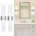 kudos Brushed Nickel Modern Sconces Wall Lighting, Bathroom sconces Set of 2 with Clear Glass and Frosted Glass, Modern LED Vanity Light for Bathroom, 3000K/4500K/6000K Adjustable,KDVL06-BN-2-2PK