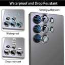 Compatible for Samsung Galaxy S23 Ultra Camera Lens Protector (5-Pack) - Sparkling Glitter Bling, Anti-Scratch Camera Cover with 9H Tempered Glass for Women, Case Friendly, (Black)