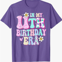 in My 11th Birthday Era Girl Gifts Eleven Bday 11 Year Old T-Shirt (Purple, XS)