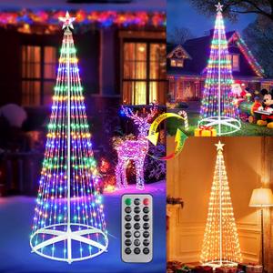 iBaycon Outdoor Christmas Tree, 8.2FT 406 LED Color Changing Christmas Tree Lights with Remote Control, Timer & Waterproof Design for Home Party Christmas Decorations (Warm White to Multicolor)