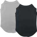 Chol&Vivi Plain Dog T-Shirt, 2pcs Blank Cotton Shirts Fit for Extra Small to Extra Large Size Dogs, Sleeveless Apparel Soft and Lightweight, Tank Top for All Breeds, Black and Grey, Large