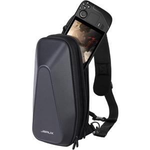 JSAUX Sling Bag for Steam Deck (OLED)/Nintendo Switch 2/ROG Ally X/ROG Ally/PS5 Portal, Carrying Case with EVA Hard Shell, Double-layer Case for Docking Station & Accessories, Crossbody Bag for Travel