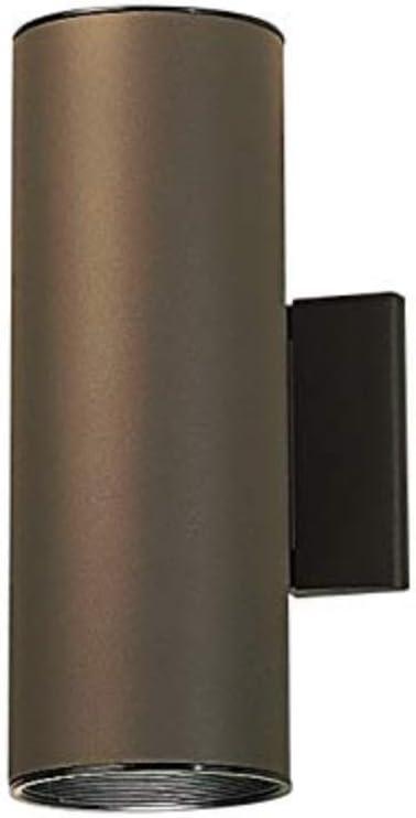 Kichler Cylinders 12" 2-Light Outdoor Cylinder Wall Sconce in Architectural Bronze, (12" H x 4.75" W), 9244AZ